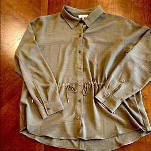 Calvin Klein Drawstring Blouse in Olive Green